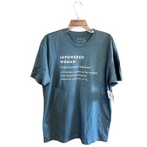 Inpowered Woman Inspiration Tee Shirt Blue/Gray  Sz L NWT